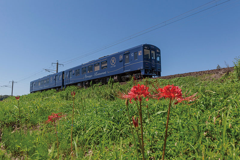 おれんじ食堂列車と彼岸花